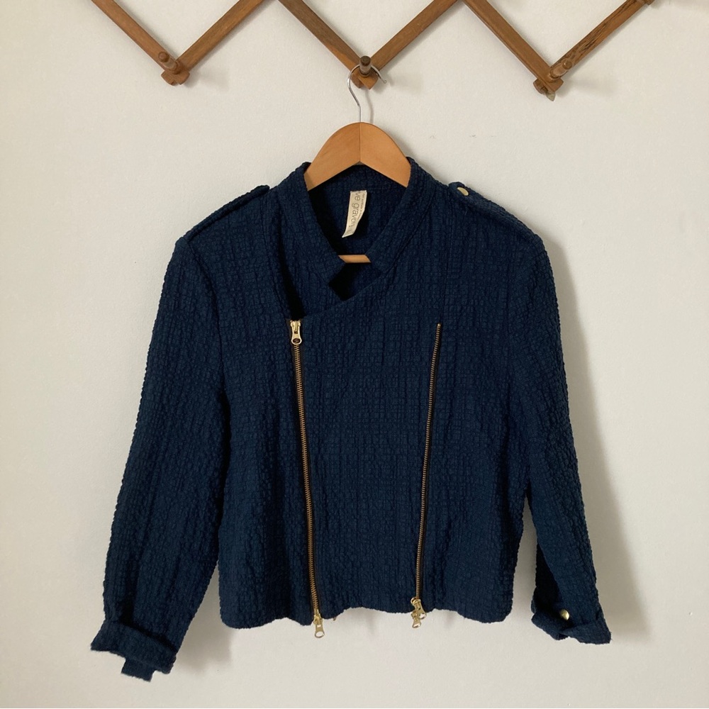 Eve Gravel Navy Motorcycle Jacket